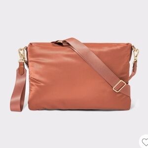 A New Day Puffer Coral Rose Messenger Crossbody Bag Purse